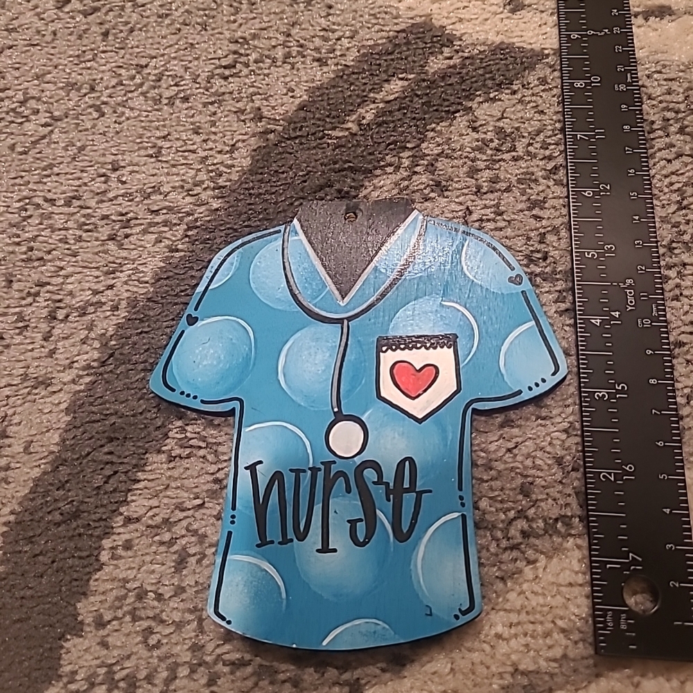 Nurse scrub top door hanger/ornament wooden Painted - Picture 6 of 7